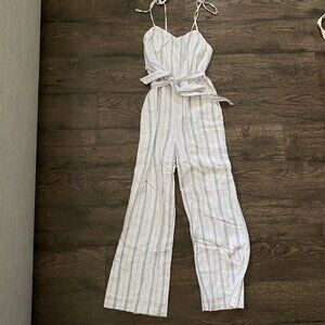 Abercrombie Striped Spaghetti Tie Strap Romper with Belt